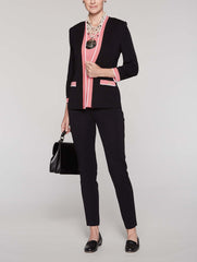 Ottoman Color Trim Jacket Color Black/Autumn Blaze/White