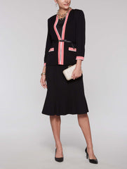 Ottoman Color Trim Jacket Color Black/Autumn Blaze/White