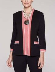 Ottoman Color Trim Jacket Color Black/Autumn Blaze/White