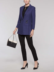 Blazer with Faux Leather Lacing Color Mazarine Blue