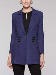 Blazer with Faux Leather Lacing Color Mazarine Blue