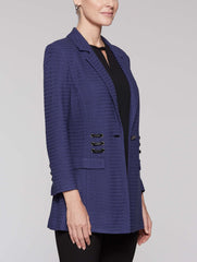 Blazer with Faux Leather Lacing Color Mazarine Blue