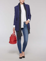 Blazer with Faux Leather Lacing Color Mazarine Blue