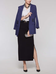 Blazer with Faux Leather Lacing Color Mazarine Blue