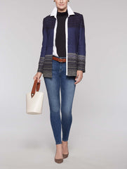 Honeycomb Texture Jacket Color Mazarine/Black/Linen