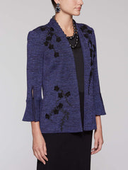 Suede Flower Lurex Jacket Color Black/Mazarine
