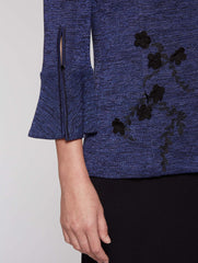 Suede Flower Lurex Jacket Color Black/Mazarine