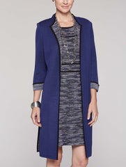Coat with Mélange Detail Color Black/Linen/Mazarine
