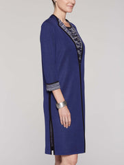 Coat with Mélange Detail Color Black/Linen/Mazarine