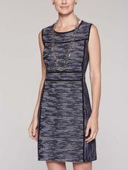 Mélange Detail Dress Color Black/Linen/Mazarine
