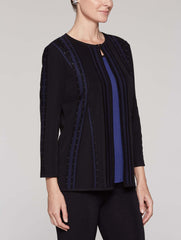 Grommet Chain Stitch Jacket Color Black/Mazarine Blue