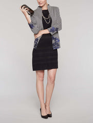 Houndstooth and Embroidery Jacket Color Linen/Black/Mazarine