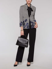 Houndstooth and Embroidery Jacket Color Linen/Black/Mazarine