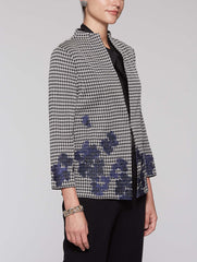 Houndstooth and Embroidery Jacket Color Linen/Black/Mazarine