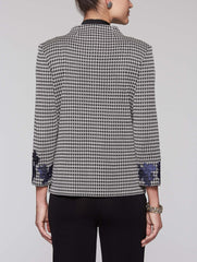 Houndstooth and Embroidery Jacket Color Linen/Black/Mazarine
