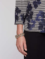 Houndstooth and Embroidery Jacket Color Linen/Black/Mazarine
