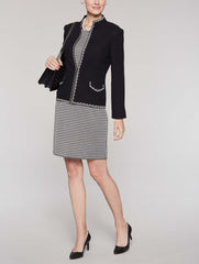 Mandarin Collar Texture Jacket Color Black/Linen