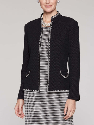 Mandarin Collar Texture Jacket Color Black/Linen