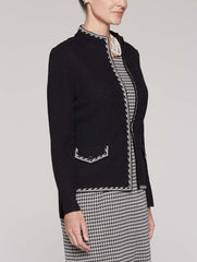 Mandarin Collar Texture Jacket Color Black/Linen