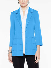 Polished Stud Detail Jacket Color China Blue