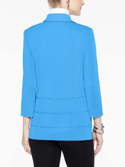 Polished Stud Detail Jacket Color China Blue