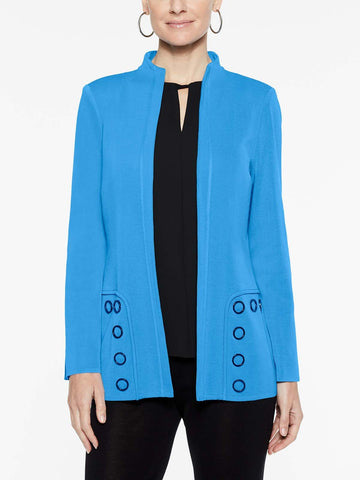 Mandarin Grommet Jacket Color China Blue