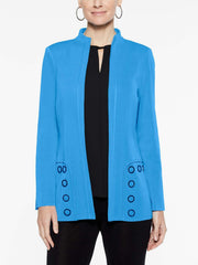 Mandarin Grommet Jacket Color China Blue