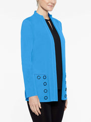 Mandarin Grommet Jacket Color China Blue