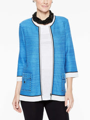 Melange Detail Pocket Jacket Color China Blue/Blue Flame/White