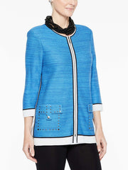 Melange Detail Pocket Jacket Color China Blue/Blue Flame/White