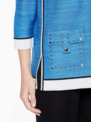 Melange Detail Pocket Jacket Color China Blue/Blue Flame/White