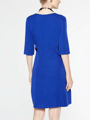 Detailed Waist Dress Color Blue Flame