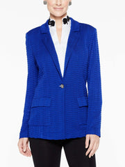 Patch Pocket Textured Blazer Color Blue Flame