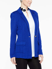 Patch Pocket Textured Blazer Color Blue Flame
