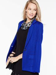Patch Pocket Textured Blazer Color Blue Flame