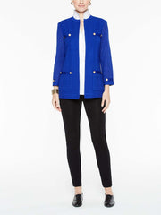 Gold Button Detail Jacket Color Blue Flame