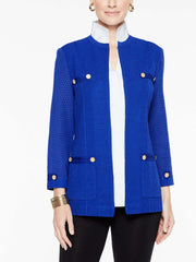 Gold Button Detail Jacket Color Blue Flame