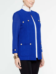 Gold Button Detail Jacket Color Blue Flame