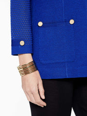 Gold Button Detail Jacket Color Blue Flame