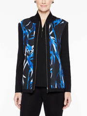 Jungle Print and Knit Jacket Color Black/Blue Flame/Marble Grey