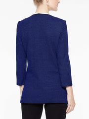 Floral Applique Pocket Jacket Color Black/Blue Flame