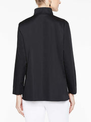 Cotton Blouse with Floral Applique Color Black
