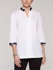 Cotton Zip Blouse with Applique