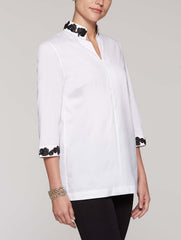 Cotton Zip Blouse with Applique