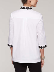 Cotton Zip Blouse with Applique