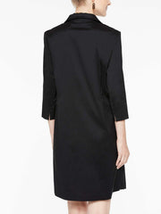 Floral Embroidered Smock Waist Dress Color Black/Blue Flame