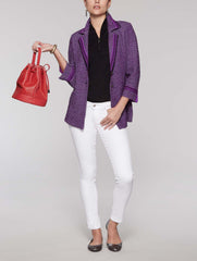 Stripe Trim Tweed Blazer