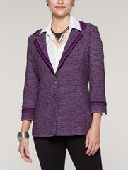Stripe Trim Tweed Blazer