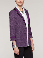 Stripe Trim Tweed Blazer
