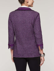 Stripe Trim Tweed Blazer